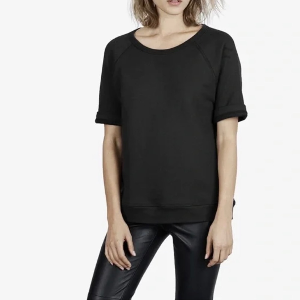 Everlane Black Cotton Short Sleeve Crewneck Sweatshirt Womens Size Small